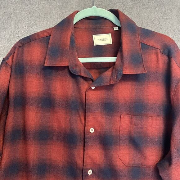 7 Diamonds Flint Brushed Flannel Shirt Button Up Long Sleeve Mens XXL Navy Red - Picture 4 of 9